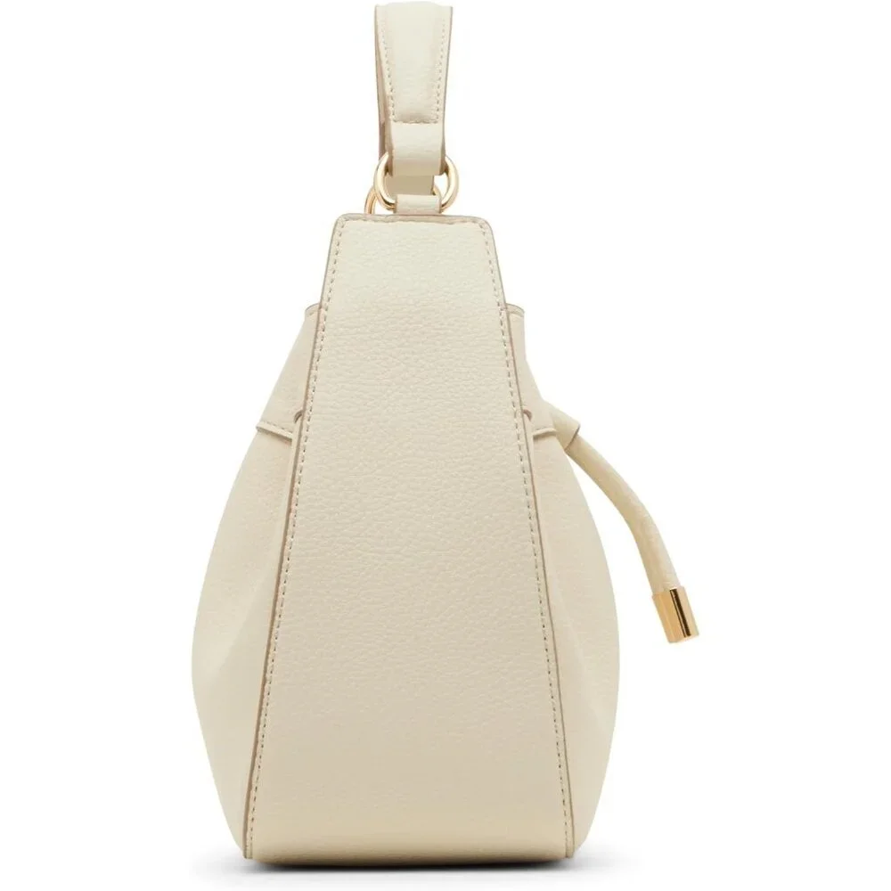 Drawstring Bucket Bag Parchment Polyester Lining Detachable Straps Casual